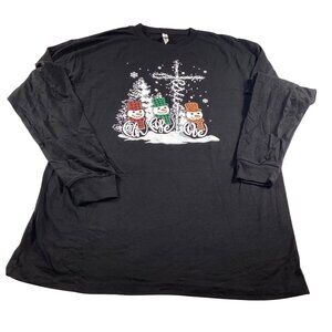 Christmas Snowman Long Sleeve T-Shirt L Black Size L NWOT Holliday winter logo